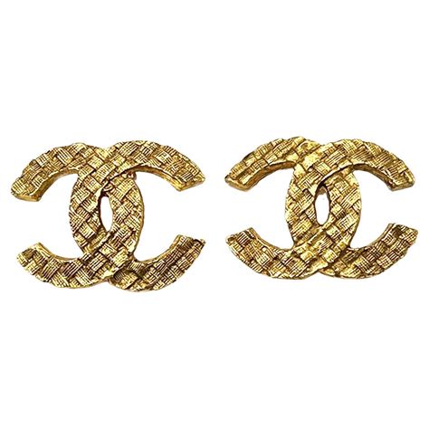 chanel basket weave clip on earring|chanel clip on earrings.